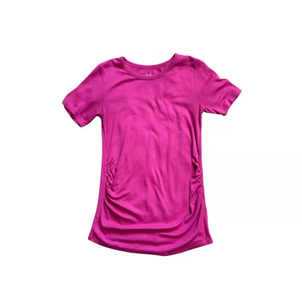 Girls' Short Sleeve Ruched Side Top - Pink